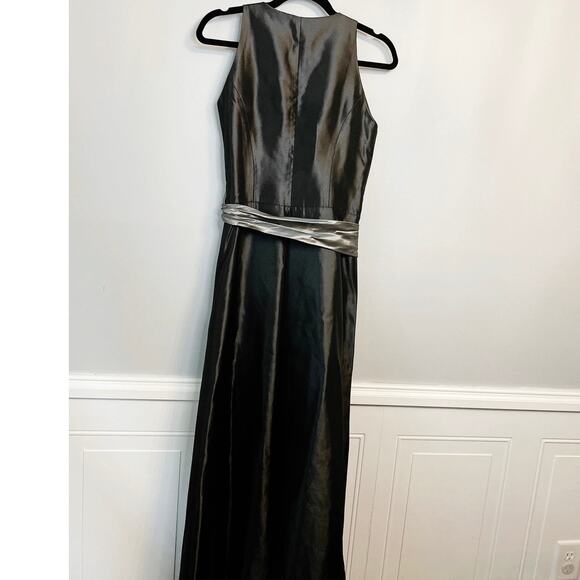 Lazaro Vintage elegant black full length wrap gown with pewter sash - Picture 5 of 7